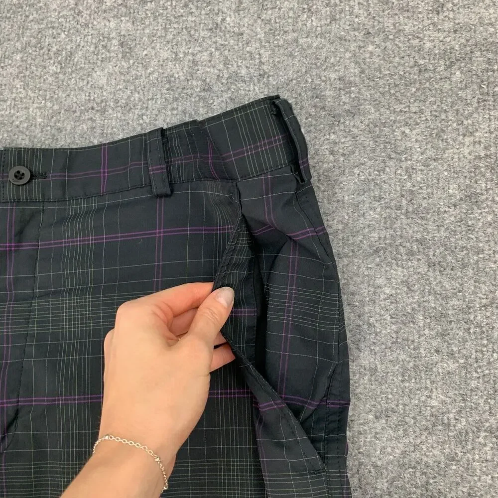 Nike Shorts Mens 36 Black Green Golf Plaid High Rise Moisture Wicking Chino